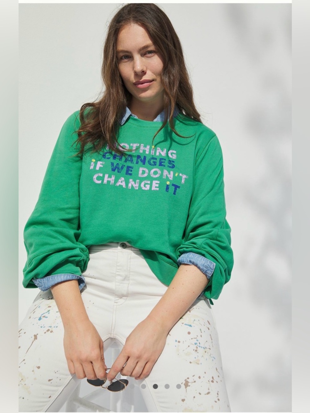 Anthropologie Maeve If We Don't Change It Graphic Crew Sweatshirt ( M)